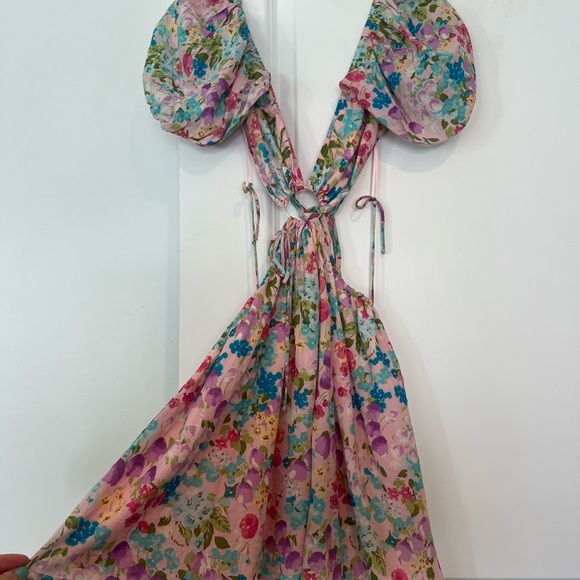 Floral Mini Dress with Puff Sleeves - Picture 1 of 5